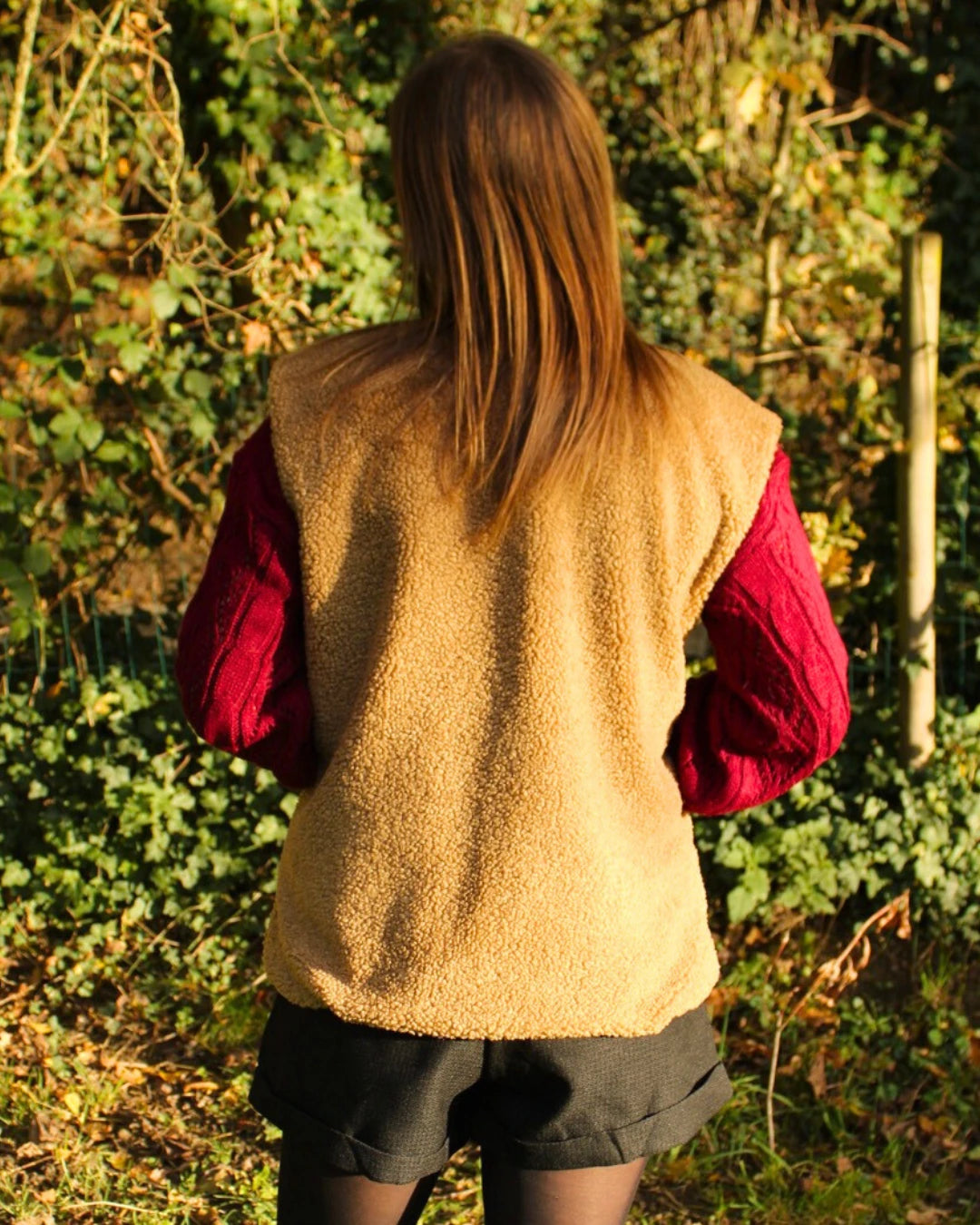 Veste sans manches moumoute pour femme