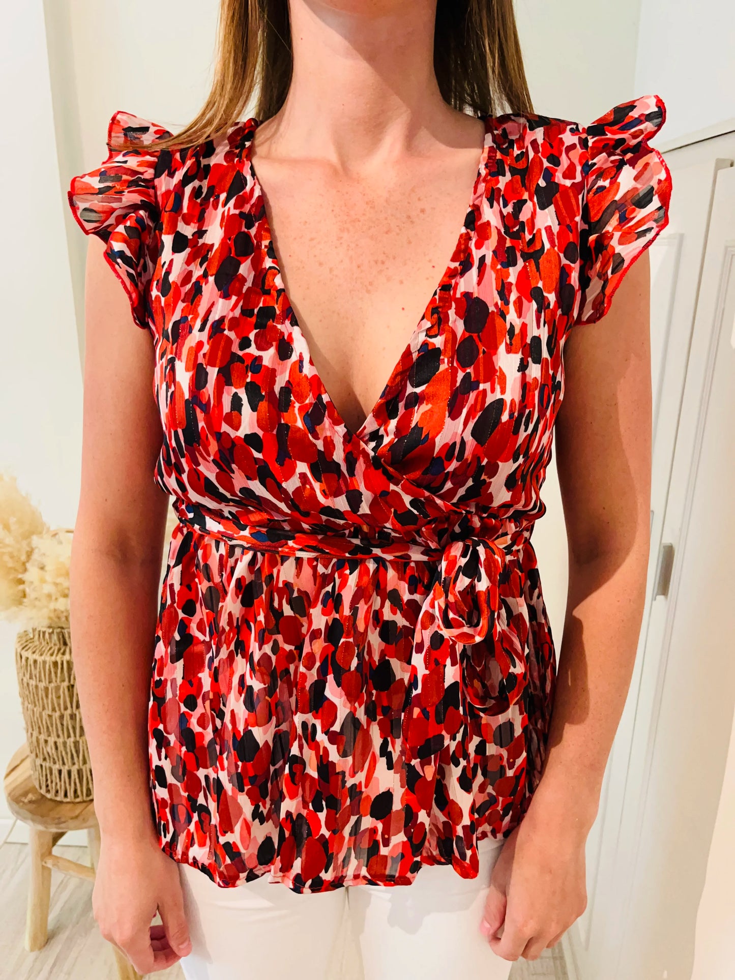 Blouse à volants imprimée