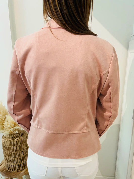 Veste perfecto en suédine rose