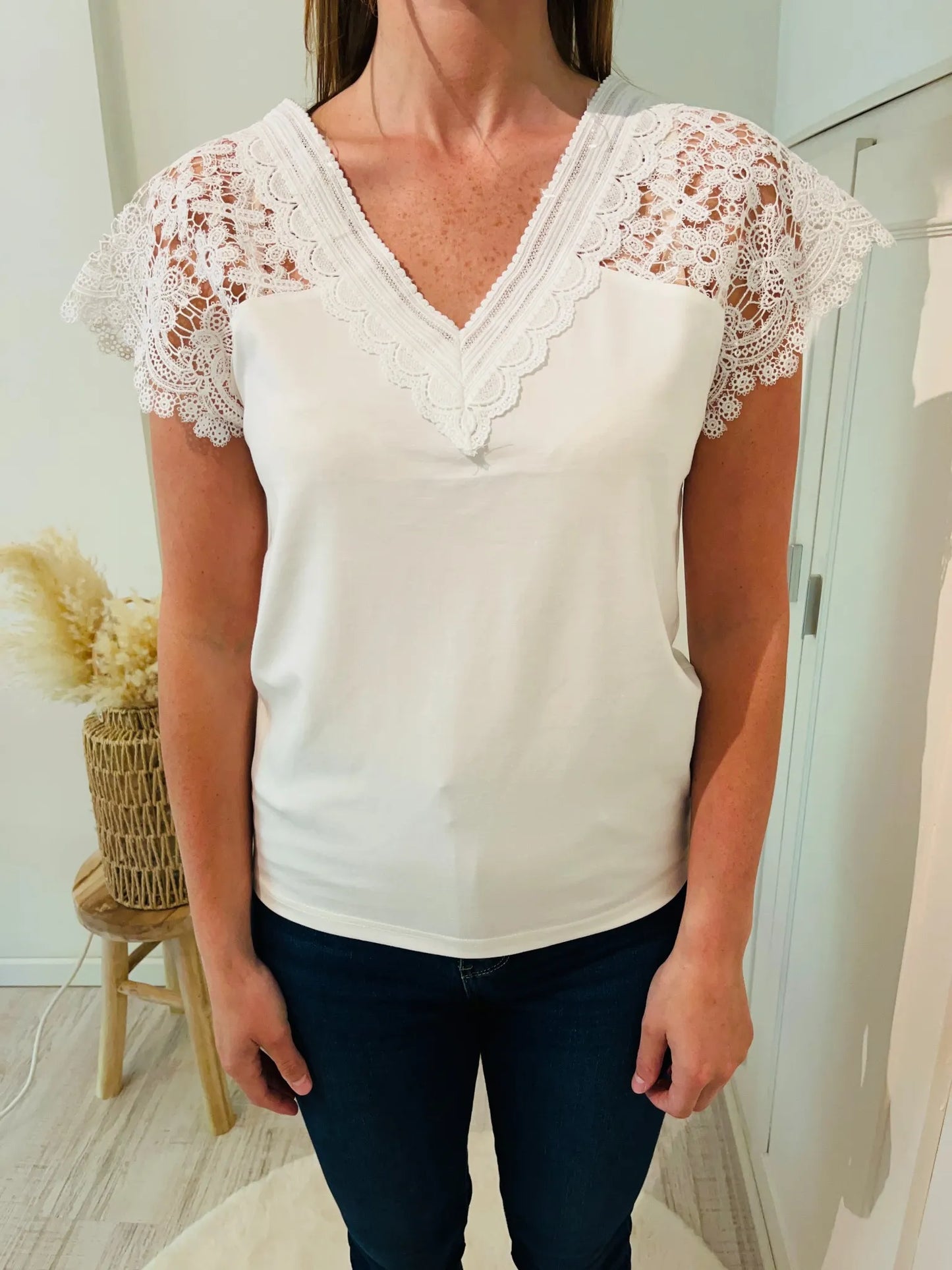 T-shirt en dentelle blanc