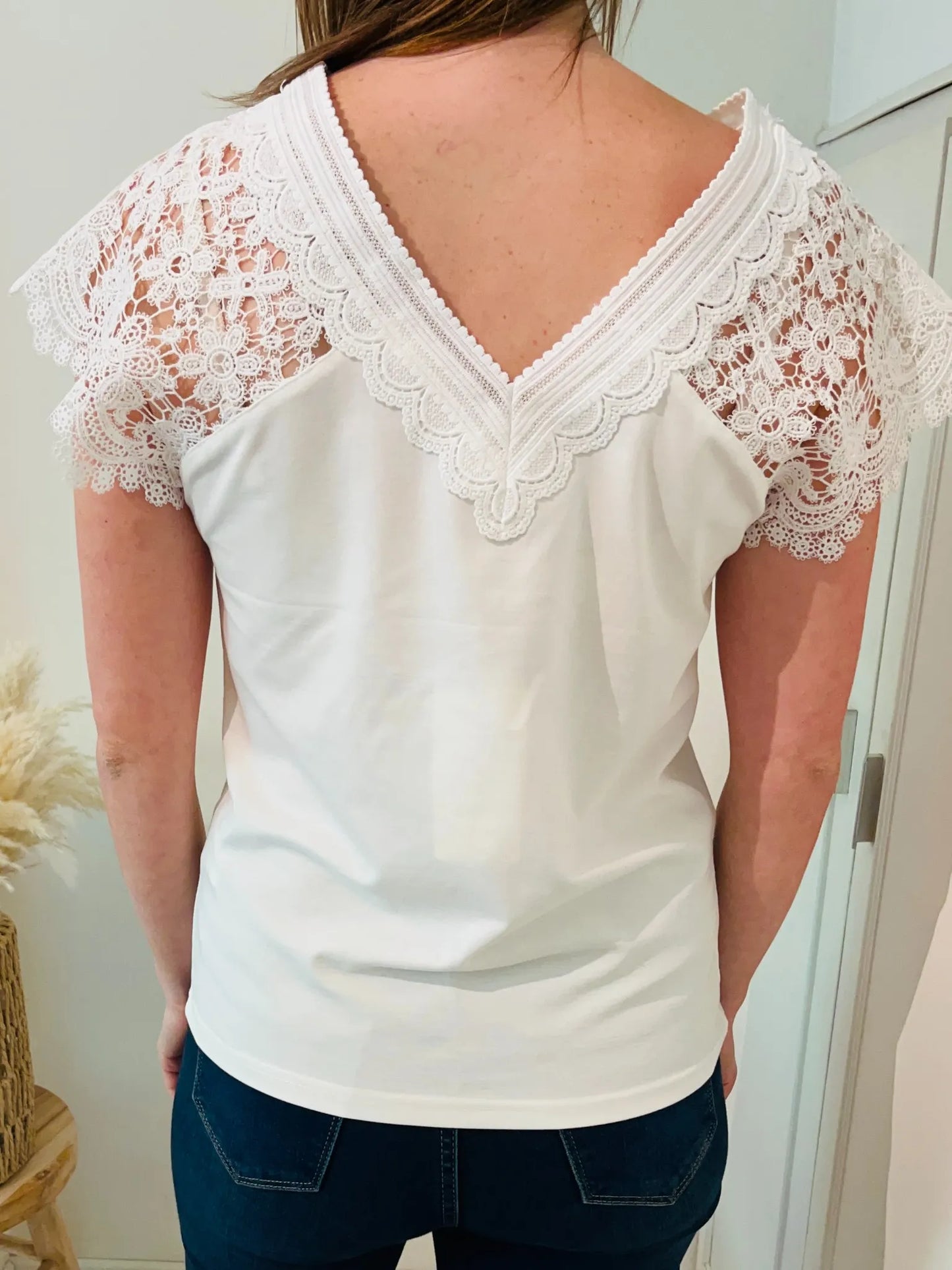 T-shirt en dentelle blanc