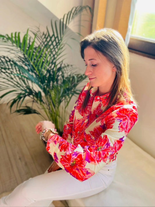 Chemise droite imprimée en coton