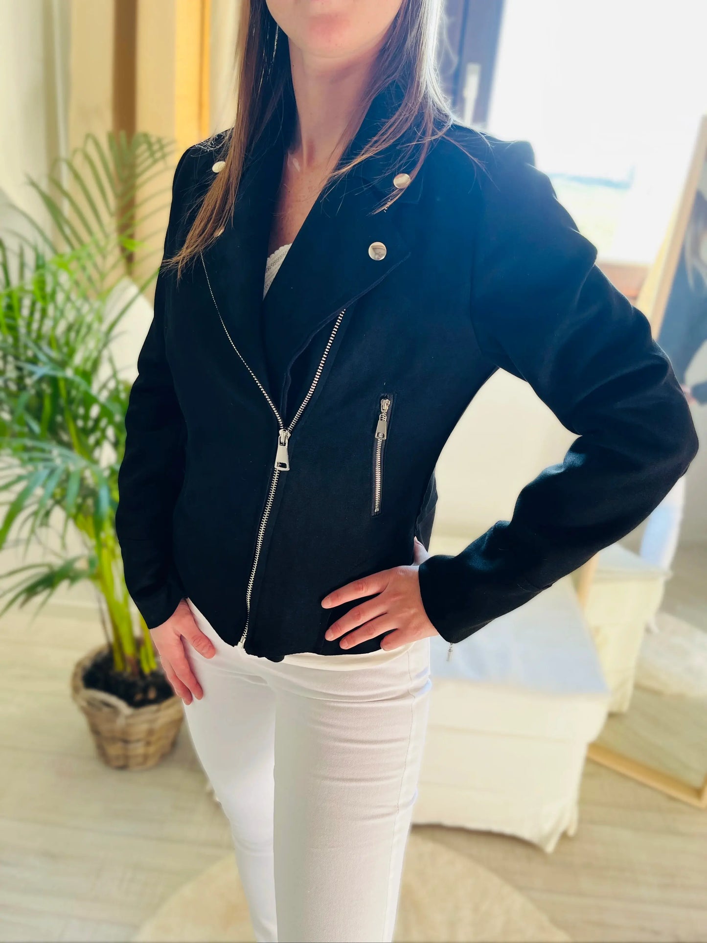Veste perfecto noire en suédine