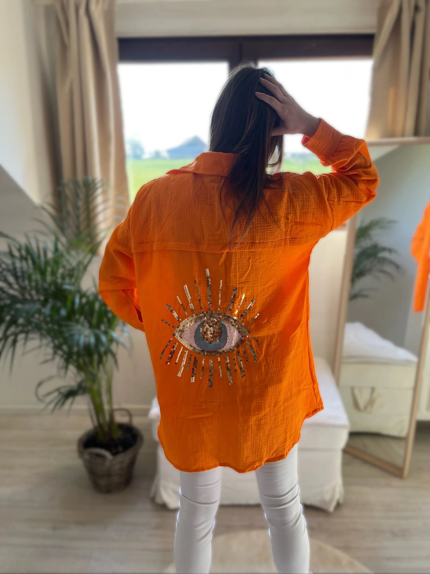 Chemise en coton Gaze orange