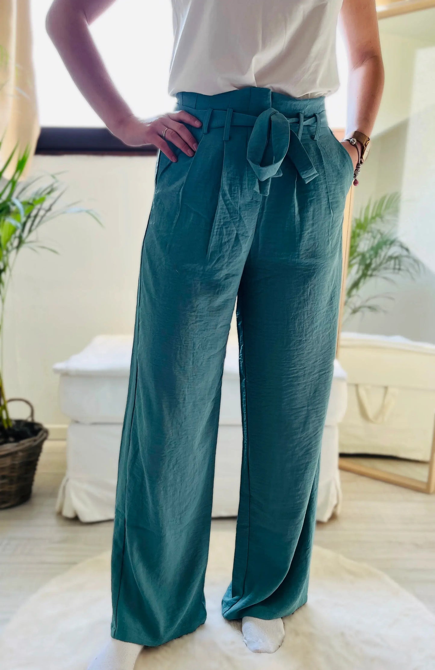 Pantalon fluide celadon Bassora