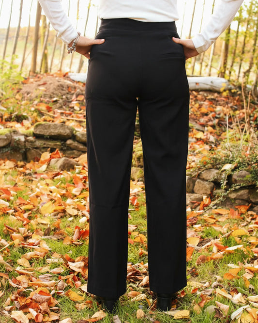 Pantalon fluide taille haute noir pour femme élégant - Le p'tit détail