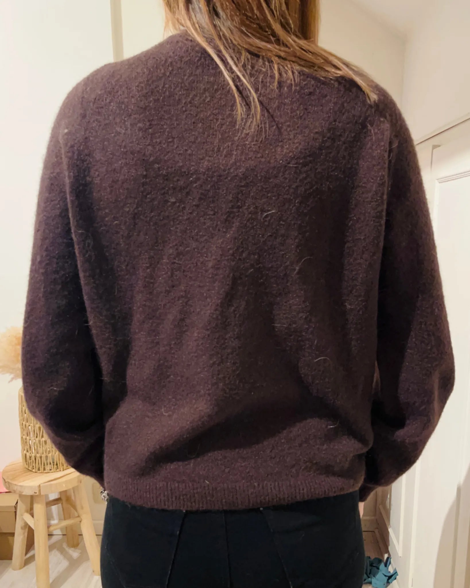 Pull femme en maille marron doux à manches longues – Le P’tit Détail