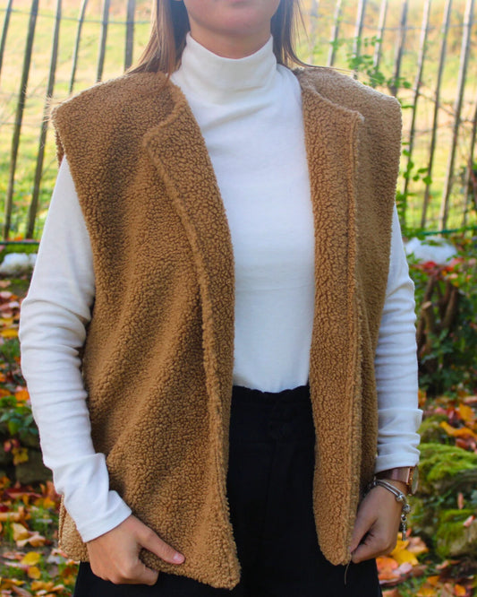 Veste sans manches moumoute  pour femme