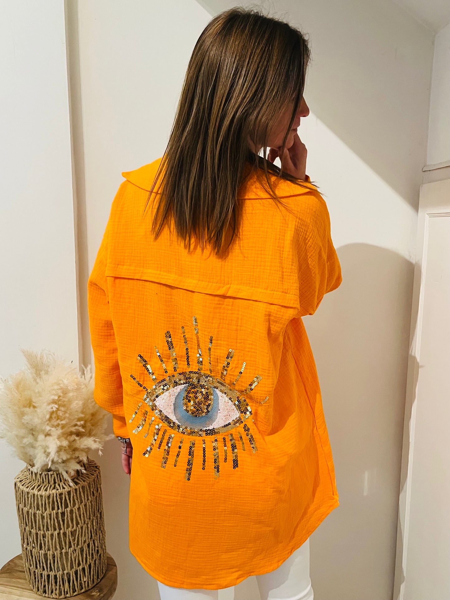 chemise oversize orange