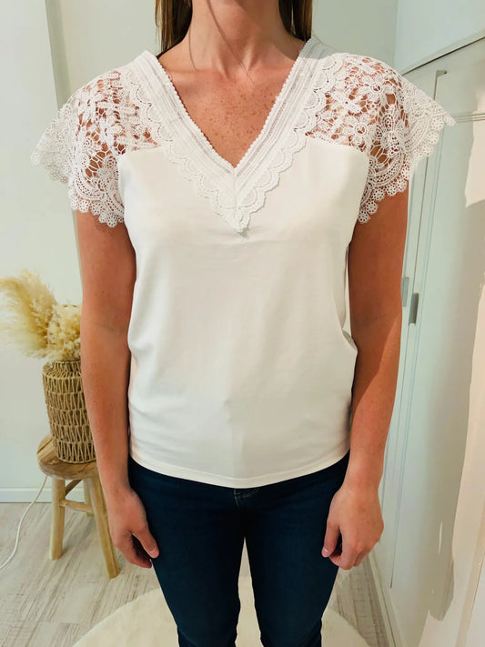T-shirt en dentelle blanc