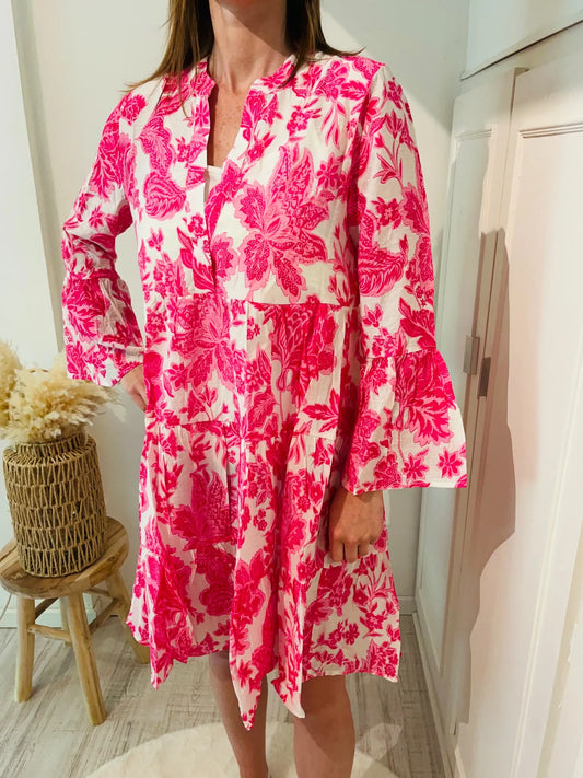 Robe courte imprimée rose