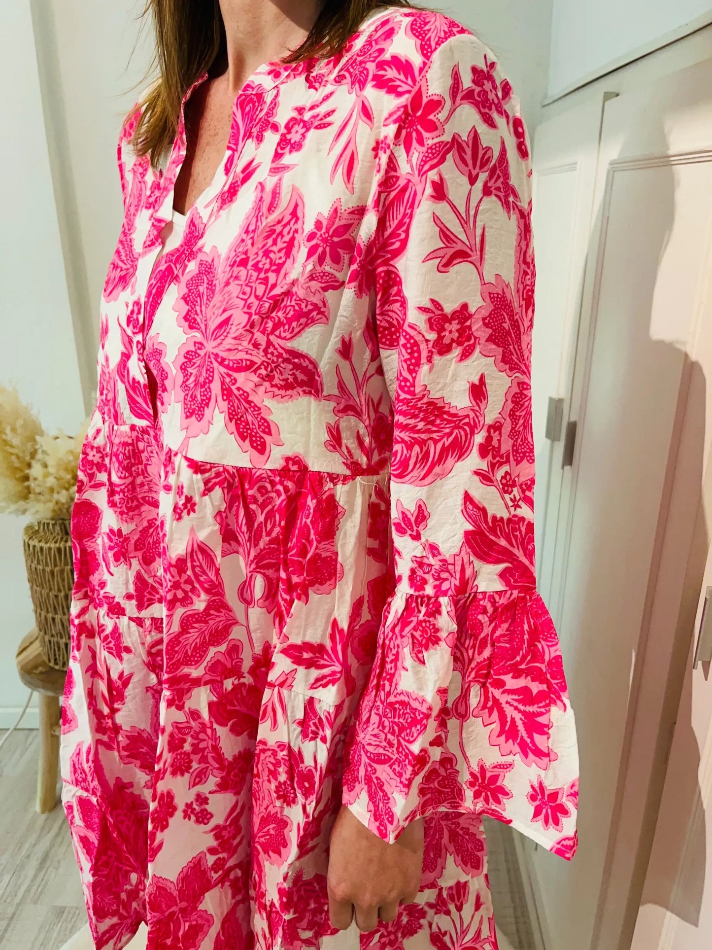 robe imprimée fleurs rose