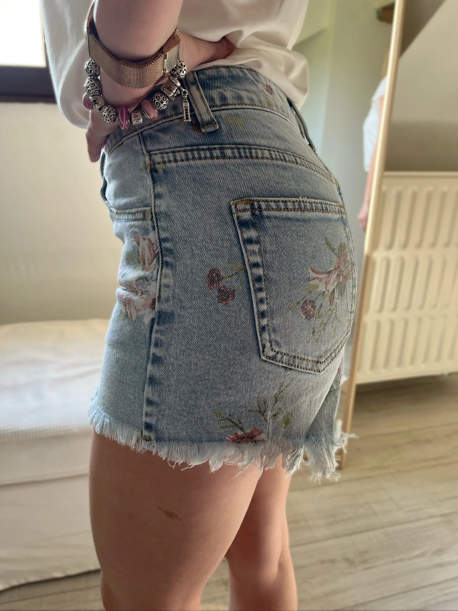 Short en jean clair taille haute Flora