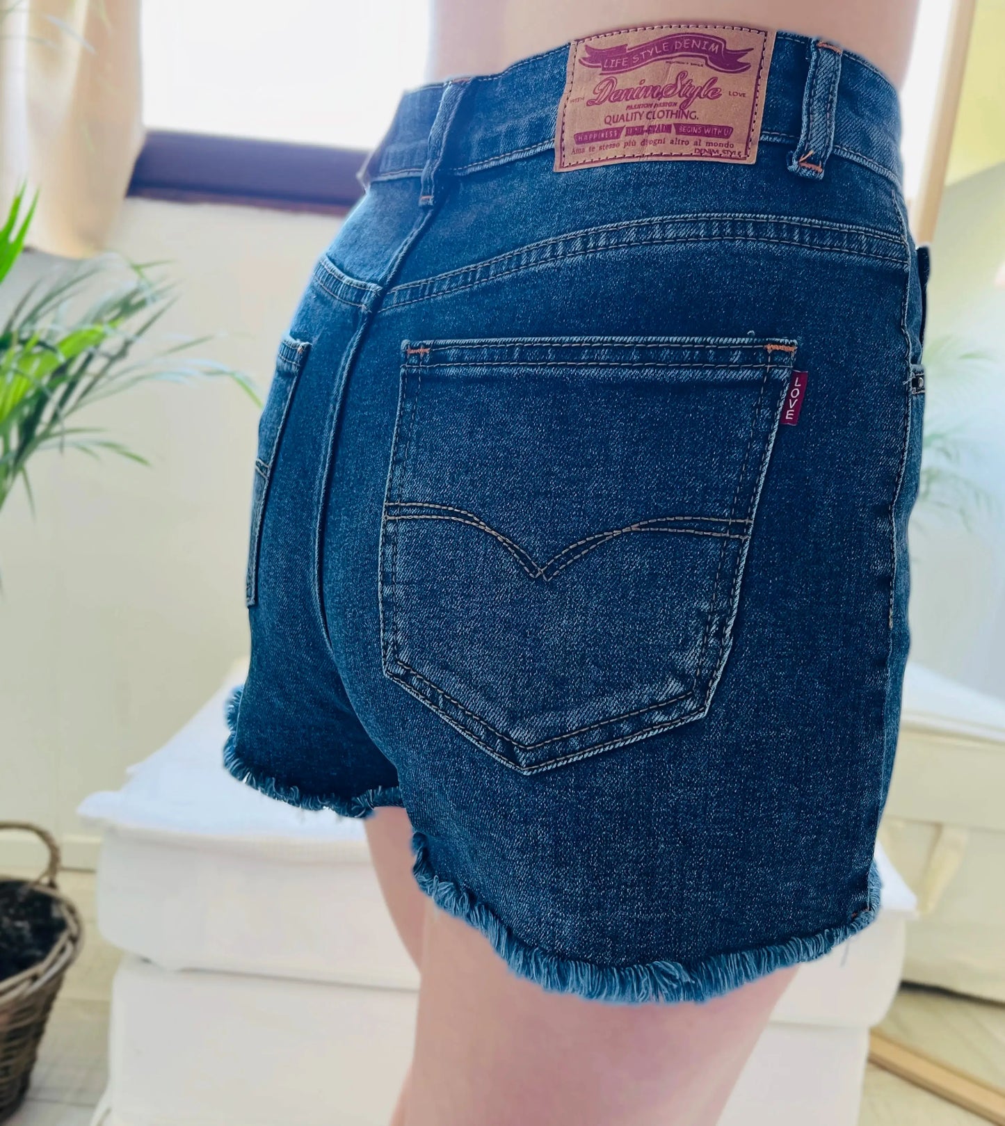 Short en jean taille haute stretch