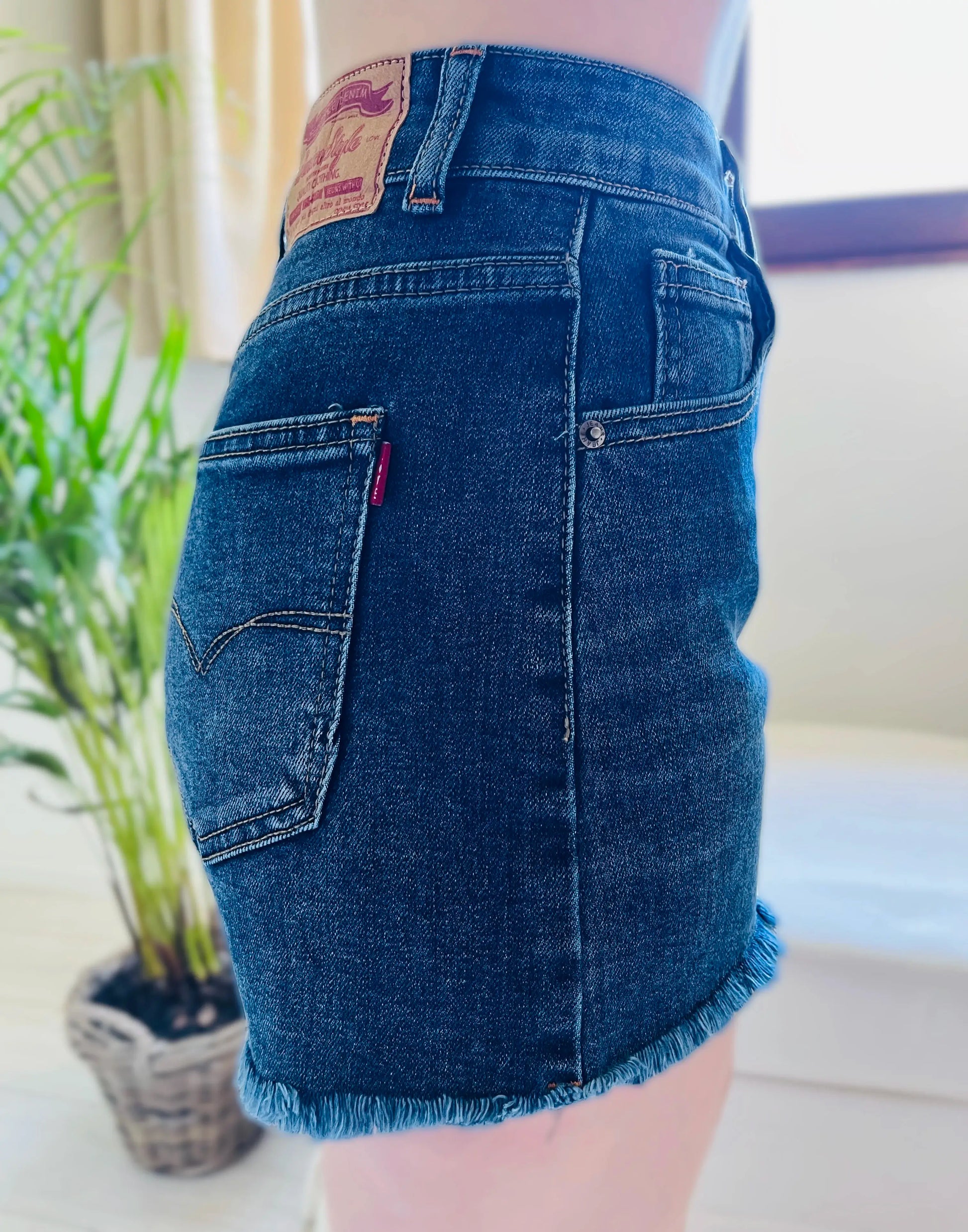 Short en jean taille haute stretch