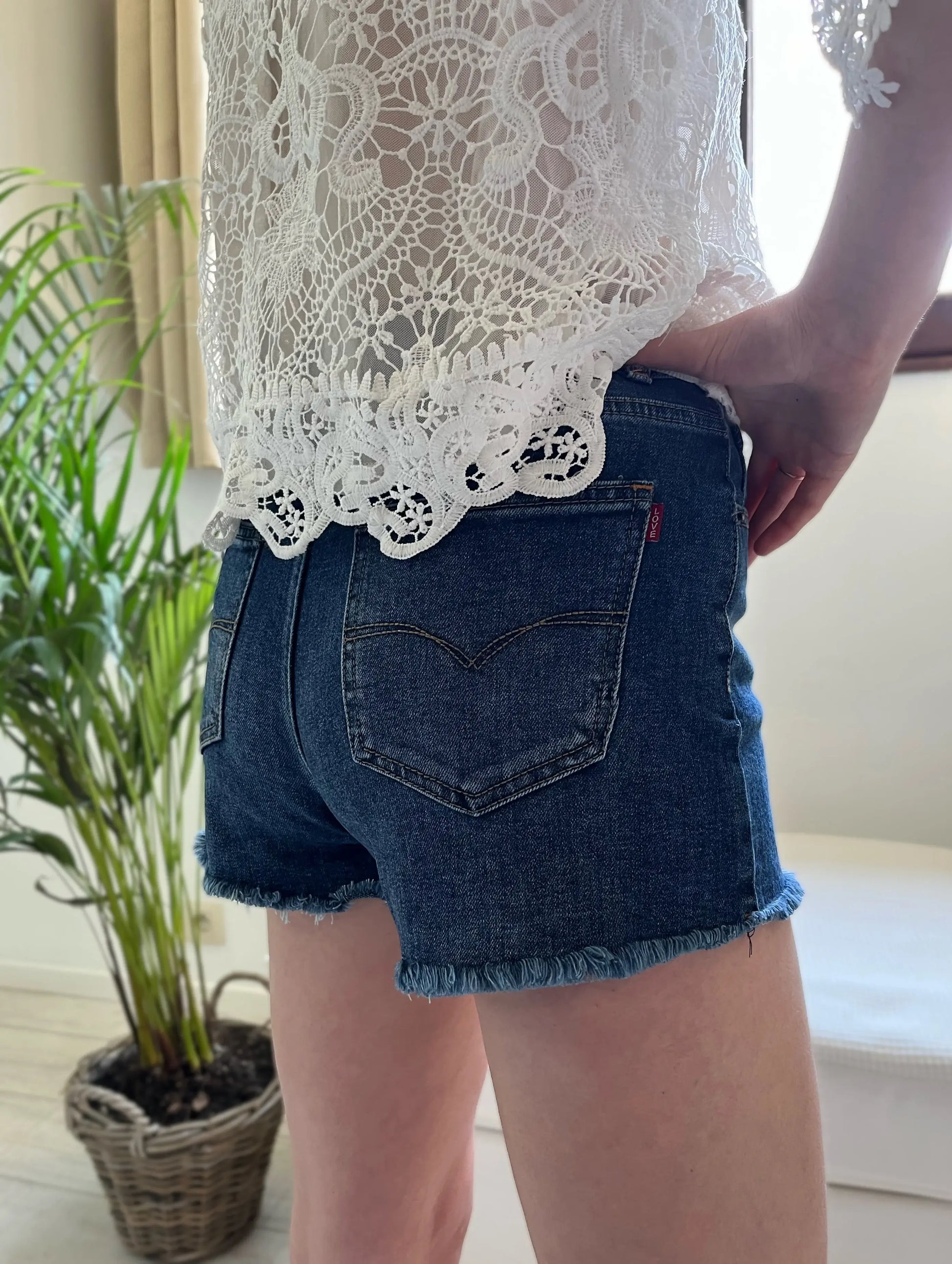 Short en jean taille haute stretch