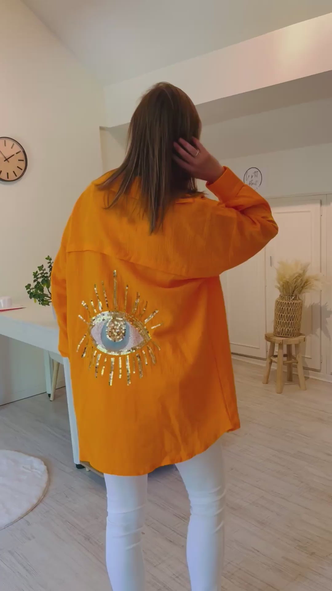 Chemise en gaze de coton orange